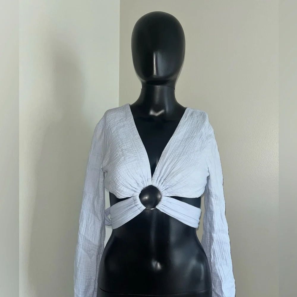 Baby Blue Ring Tie Crop Top